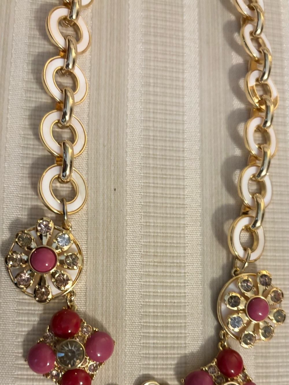 Converse Gold-Tone Necklace with Pink and White Accents